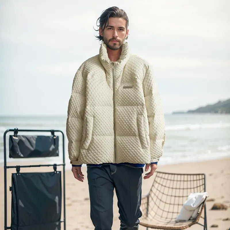 ZD Men's Puffer Down Winter Streetwear Quilted Jacket