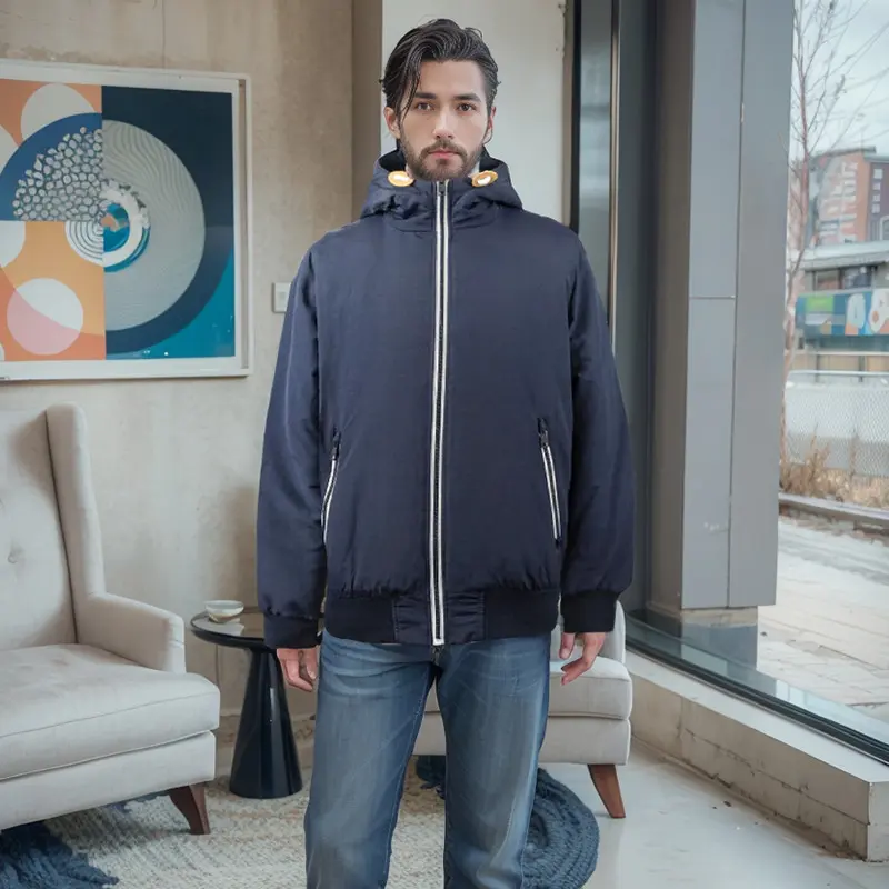 ZD Drawstring Hood Jacket for Men Winter Men Puffer Jackets