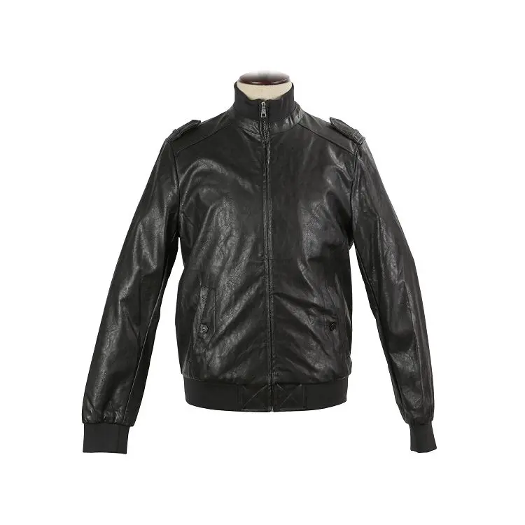 ZD Men's custom logo black leather jacket