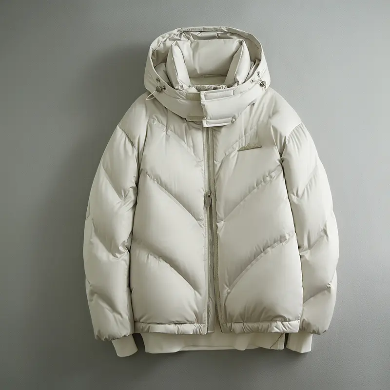 ZD white puffer jacket with detachable hood