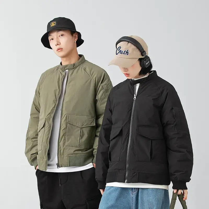 Unisex Baseball Black Puffer Jacket .jpg