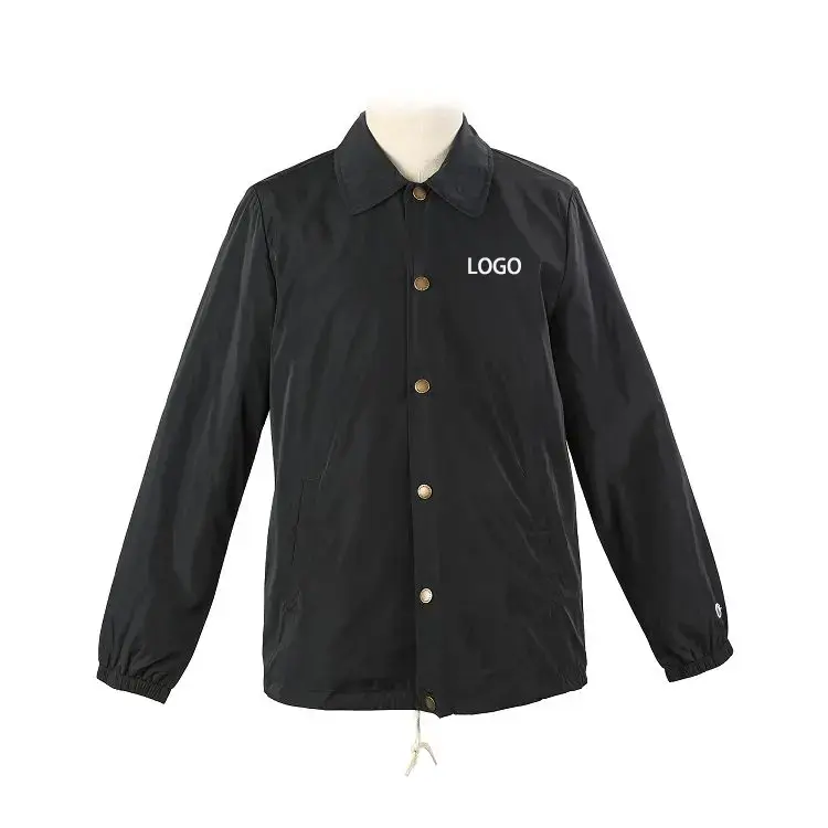Plain Black Windbreaker Coaches Jacket.jpg