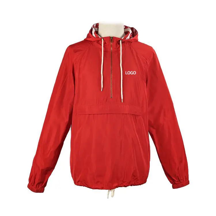 ZD Oversized Quarter Zip-Up Jacket Hooded Windbreaker Jacket for Men