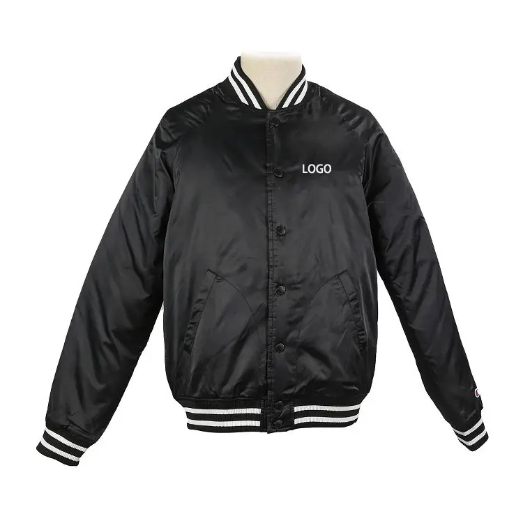 ZD Embroidery Satin Bomber Jackets Mens Letterman Jacket