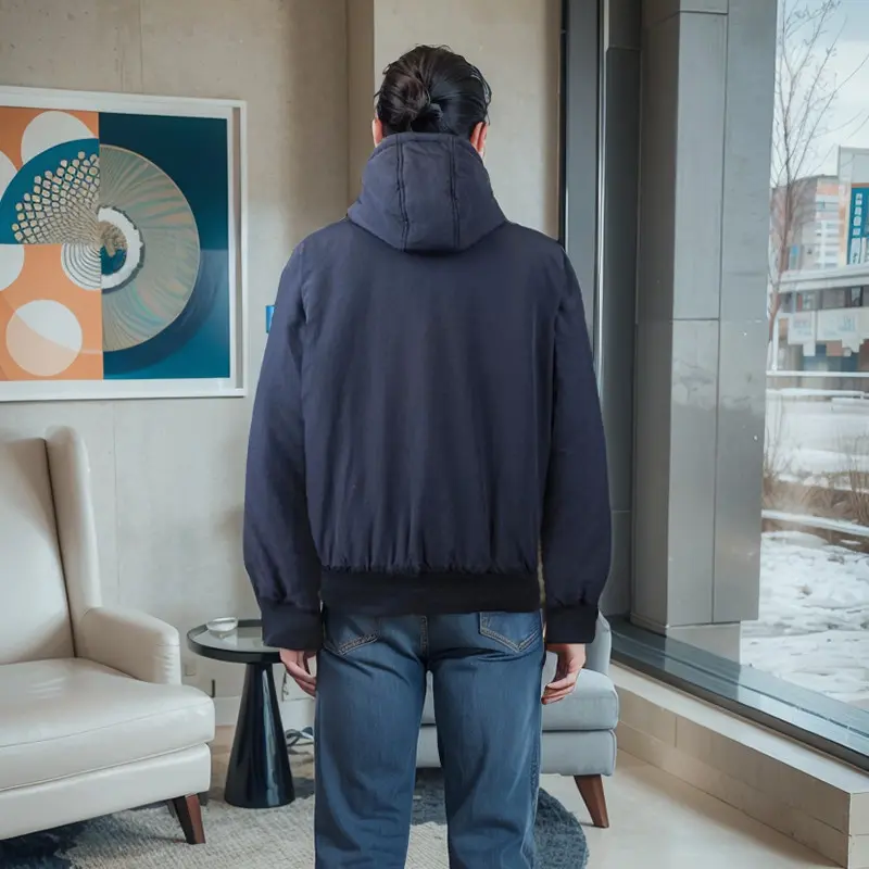 ZD Drawstring Hood Jacket for Men Winter Men Puffer Jackets