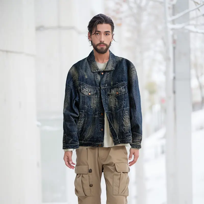 ZD custom padded blue denim jacket