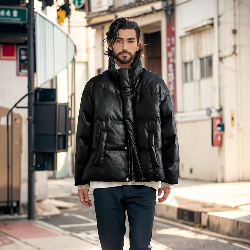 ZD black waterproof down puffer jacket