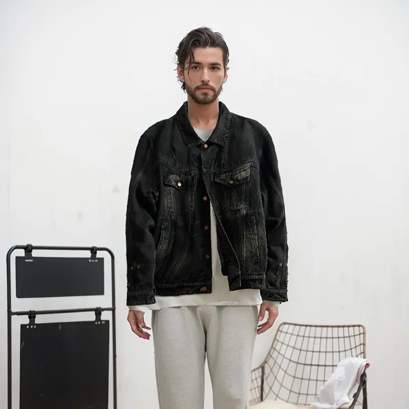 ZD custom padded blue denim jacket